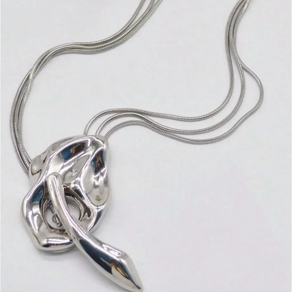 Silver Geometric Handmade Creative Design Necklace Party Event